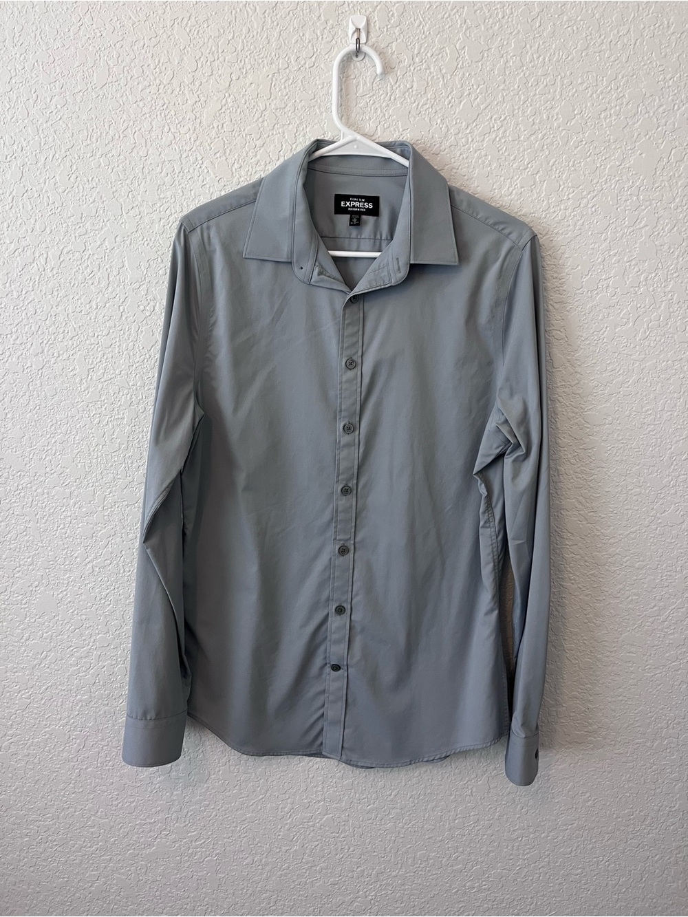 Express Men's Long-Sleeve Dress Shirt - Light Gray